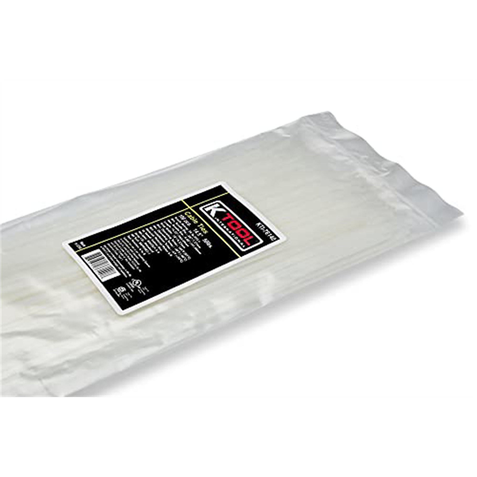 K Tool International Cable Zip Ties — 14in., Natural, 50-Lb. Tensile Strength, 100 Pcs, Model# KTI76140